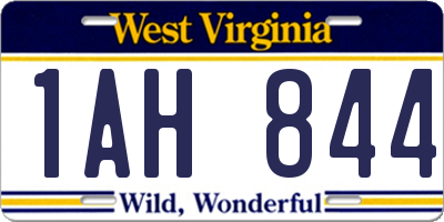 WV license plate 1AH844