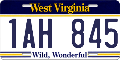 WV license plate 1AH845