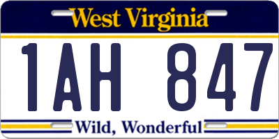 WV license plate 1AH847