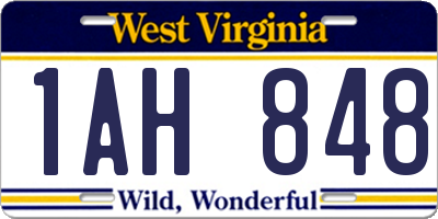 WV license plate 1AH848