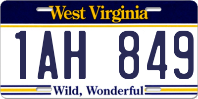 WV license plate 1AH849