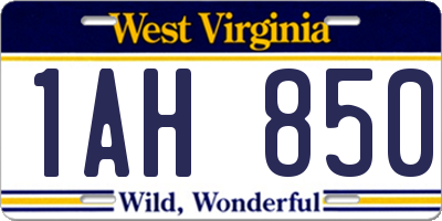 WV license plate 1AH850