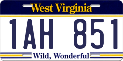 WV license plate 1AH851