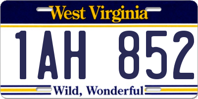 WV license plate 1AH852