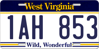 WV license plate 1AH853