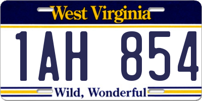 WV license plate 1AH854