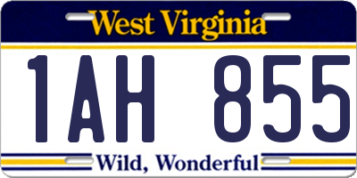 WV license plate 1AH855