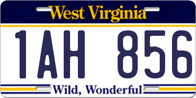 WV license plate 1AH856