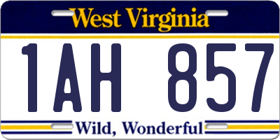 WV license plate 1AH857