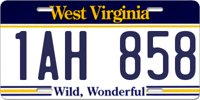 WV license plate 1AH858