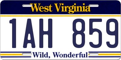 WV license plate 1AH859