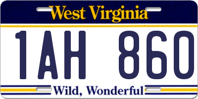 WV license plate 1AH860