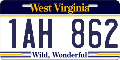 WV license plate 1AH862