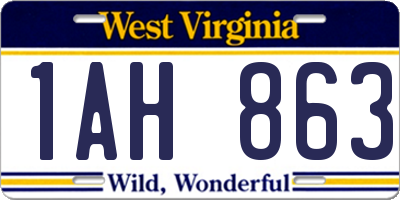 WV license plate 1AH863