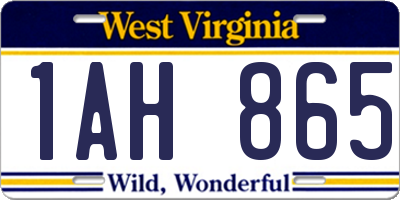 WV license plate 1AH865