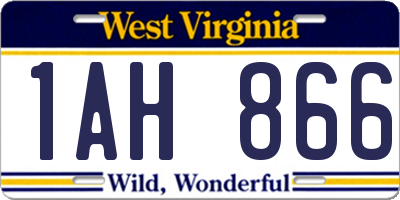 WV license plate 1AH866