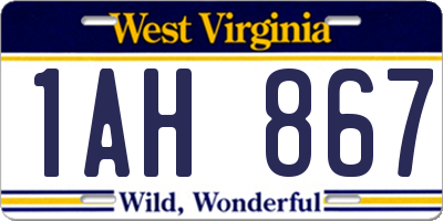 WV license plate 1AH867