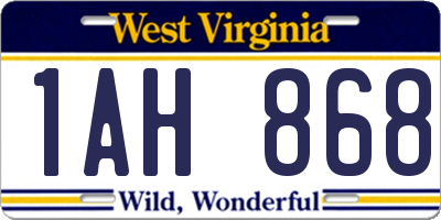 WV license plate 1AH868