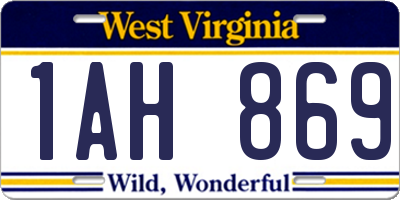 WV license plate 1AH869