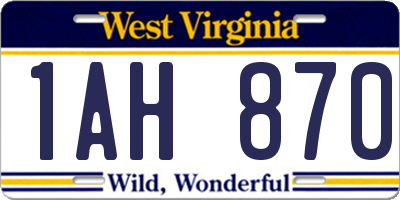 WV license plate 1AH870