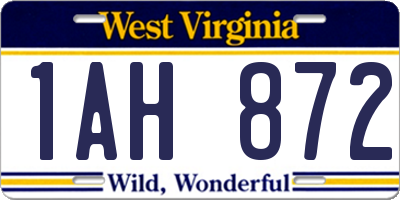 WV license plate 1AH872