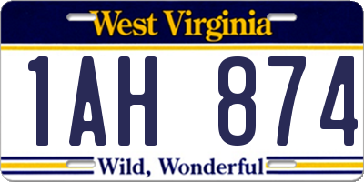 WV license plate 1AH874