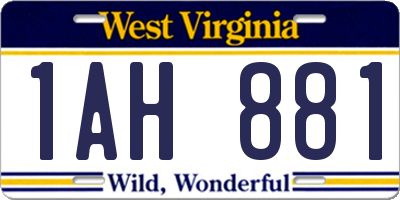 WV license plate 1AH881