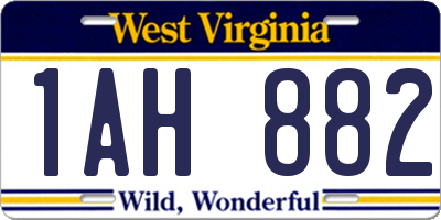 WV license plate 1AH882