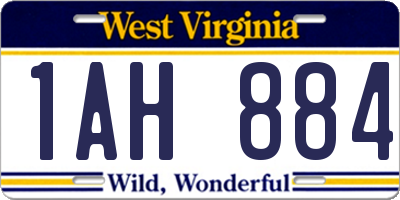 WV license plate 1AH884