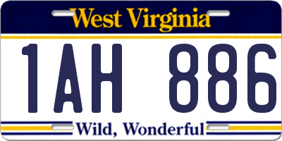 WV license plate 1AH886