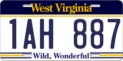 WV license plate 1AH887