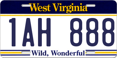 WV license plate 1AH888