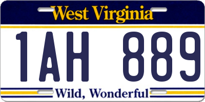 WV license plate 1AH889