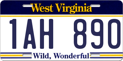 WV license plate 1AH890