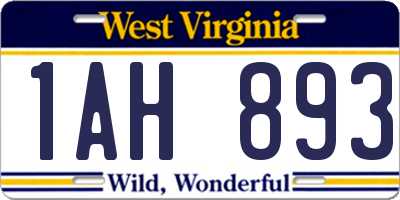 WV license plate 1AH893