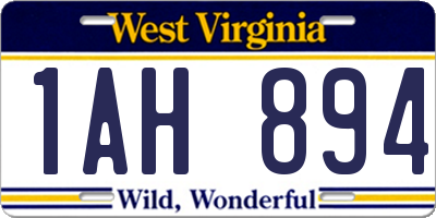 WV license plate 1AH894