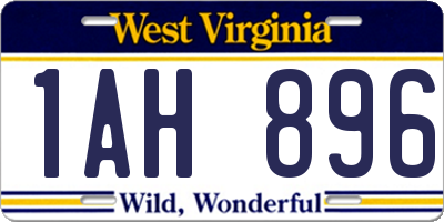 WV license plate 1AH896