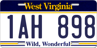 WV license plate 1AH898