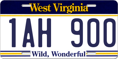 WV license plate 1AH900