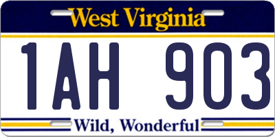 WV license plate 1AH903