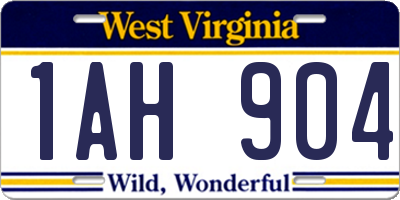 WV license plate 1AH904