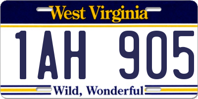 WV license plate 1AH905