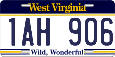 WV license plate 1AH906