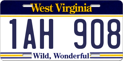 WV license plate 1AH908