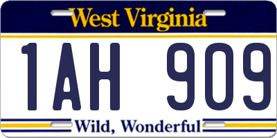 WV license plate 1AH909