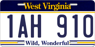 WV license plate 1AH910