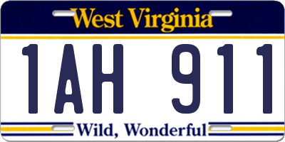 WV license plate 1AH911