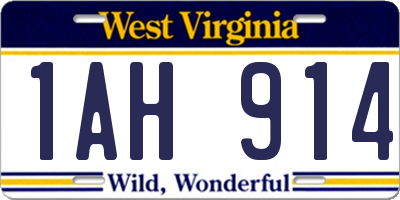 WV license plate 1AH914