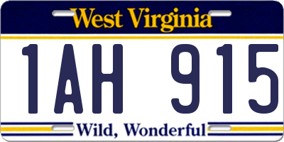 WV license plate 1AH915