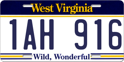 WV license plate 1AH916